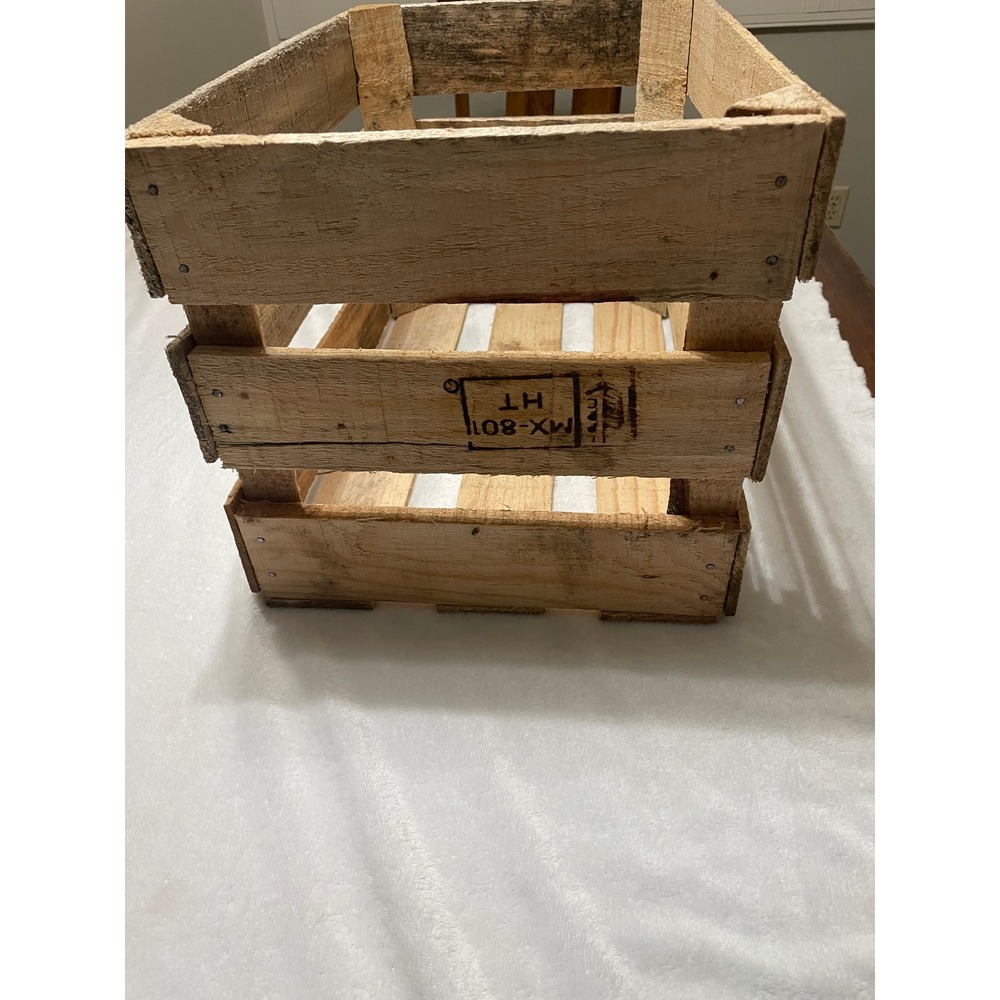 Rustic Wooden Crate Farmhouse Storage Display Box Craft Decor - Picture 4 of 11